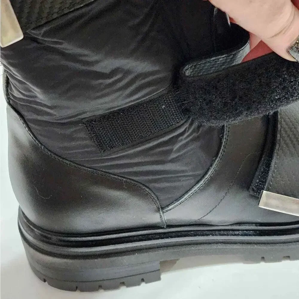 MAeLo Italian Leather fur lined lug sole grunge biker moto Boots size Eu 41